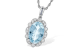Allison Kaufman Aquamarine & Diamond Necklace in 14K White Gold, 2.57 ctw