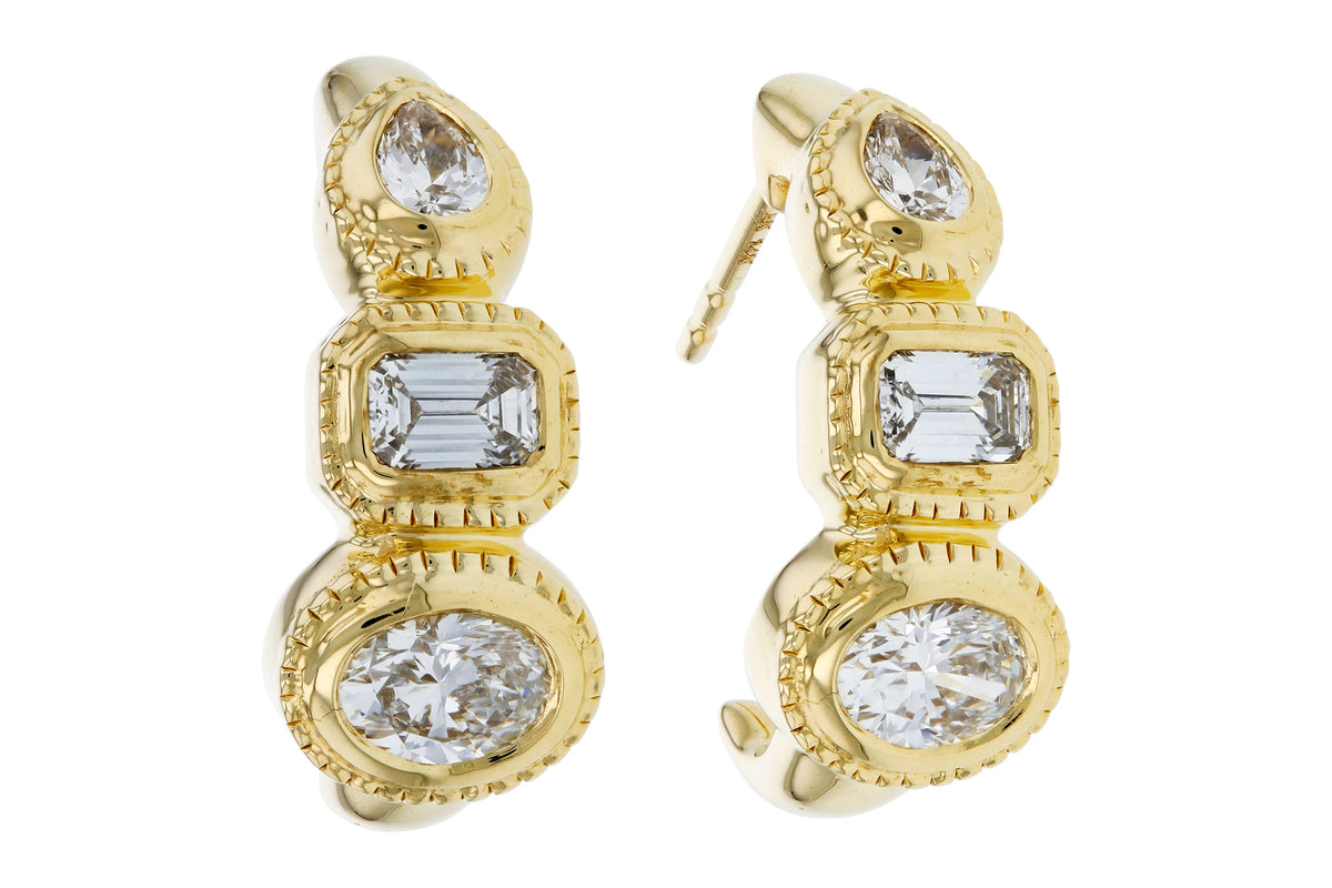 Allison Kaufman Fancy-Cut Diamond Earrings in 14K Yellow Gold, 0.68 ctw