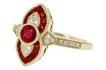 Allison Kaufman Ruby & Diamond Ring in 14K Yellow Gold, 0.75 ctw, alternate view