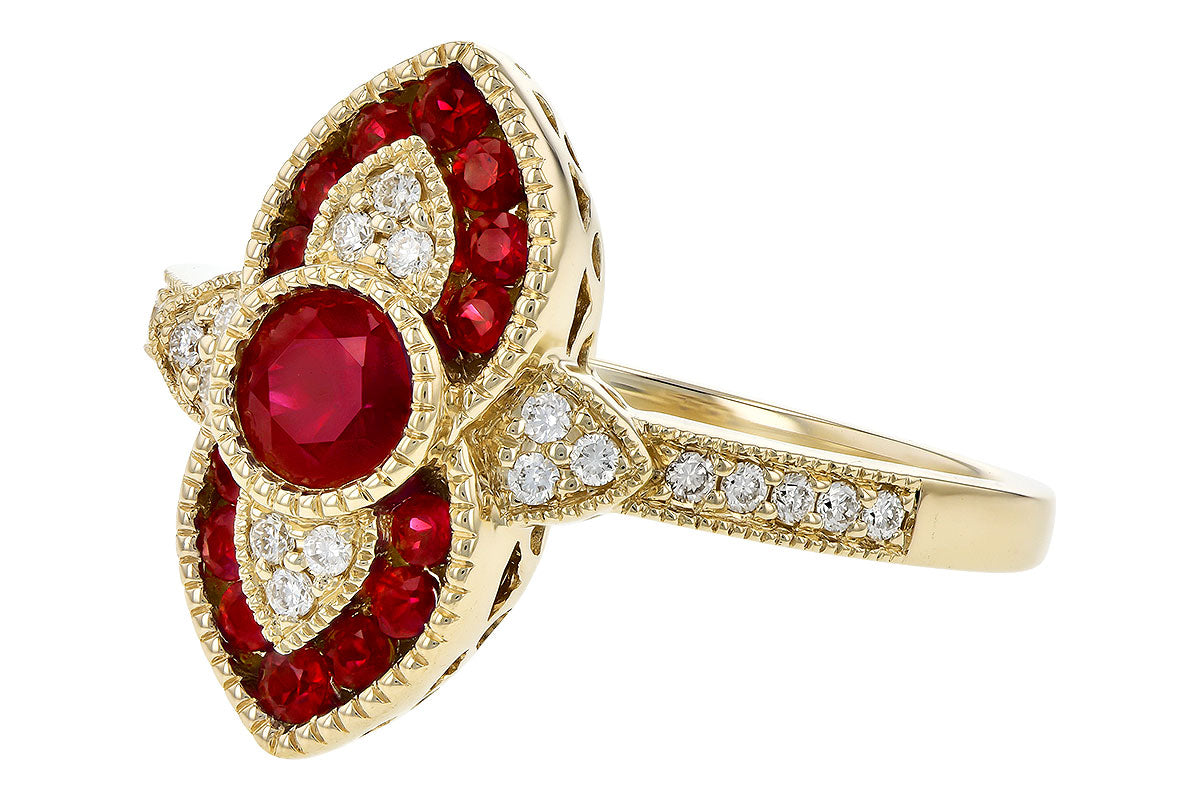 Allison Kaufman Ruby & Diamond Ring in 14K Yellow Gold, 0.75 ctw, alternate view