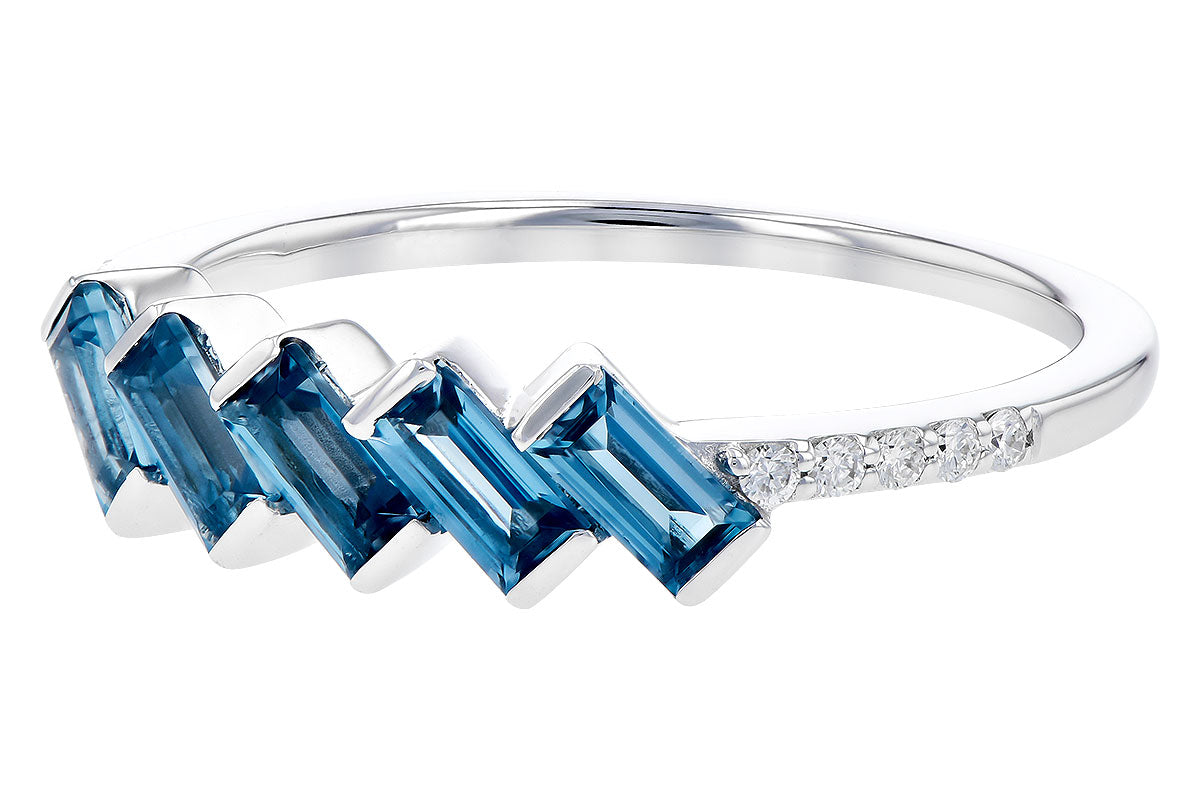 Allison Kaufman London Blue Topaz & Diamond Ring in 14K White Gold, 0.82 ctw, alternate view