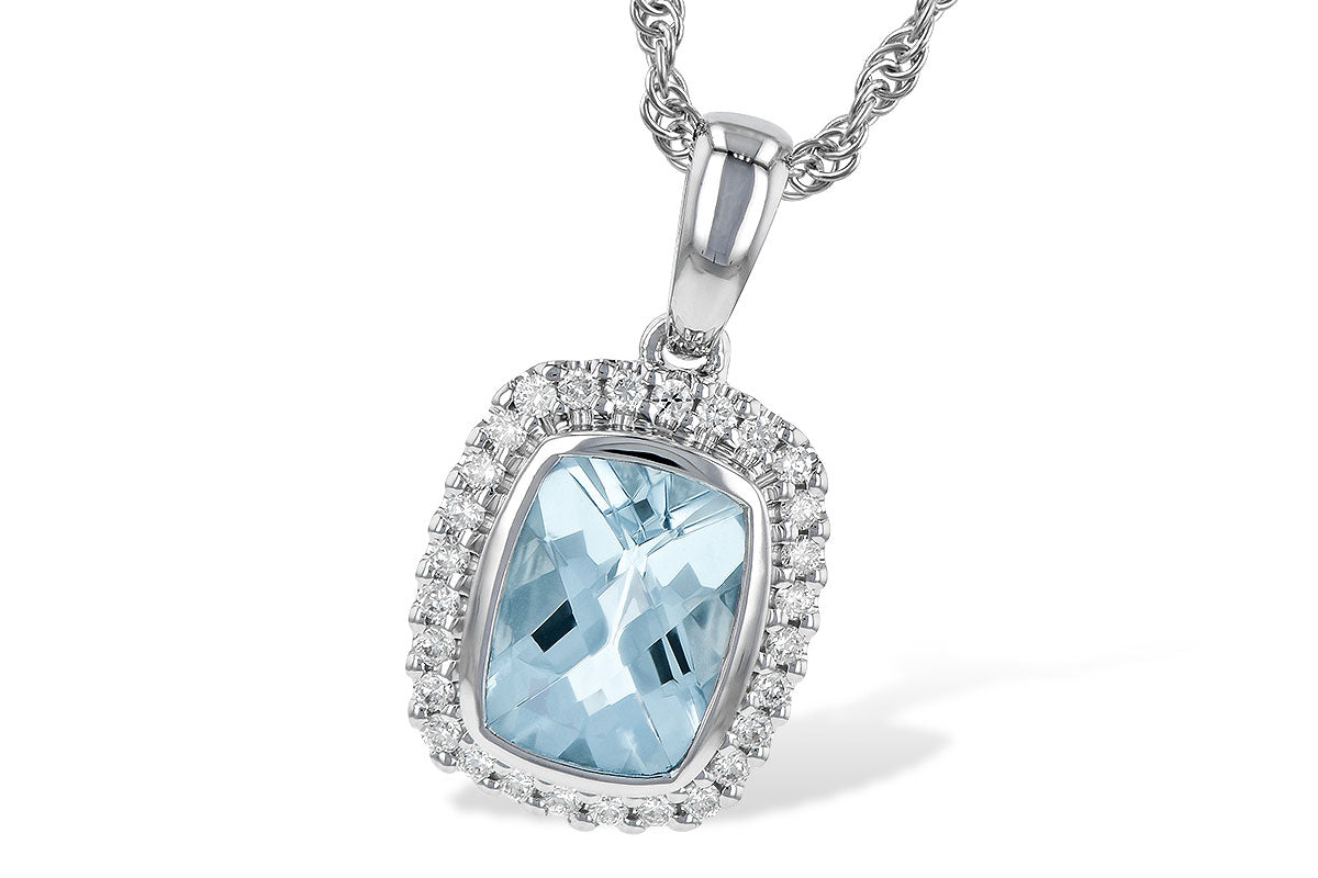 Allison Kaufman Aquamarine & Diamond Necklace in 14K White Gold, 1.16 ctw