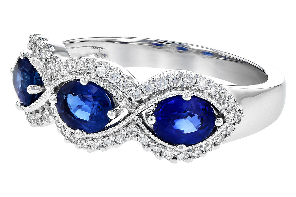 Allison Kaufman Sapphire & Diamond Wedding Band in 14K White Gold, 1.60 ctw, alternate view