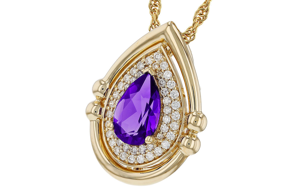 Allison Kaufman Amethyst & Diamond Necklace in 14K Yellow Gold, 0.86 ctw, alternate view