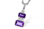 Allison Kaufman Amethyst & Diamond Necklace in 14K White Gold, 0.75 ctw