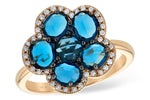 Allison Kaufman Blue Topaz & Diamond Ring in 14K Rose Gold, 1.97 ctw