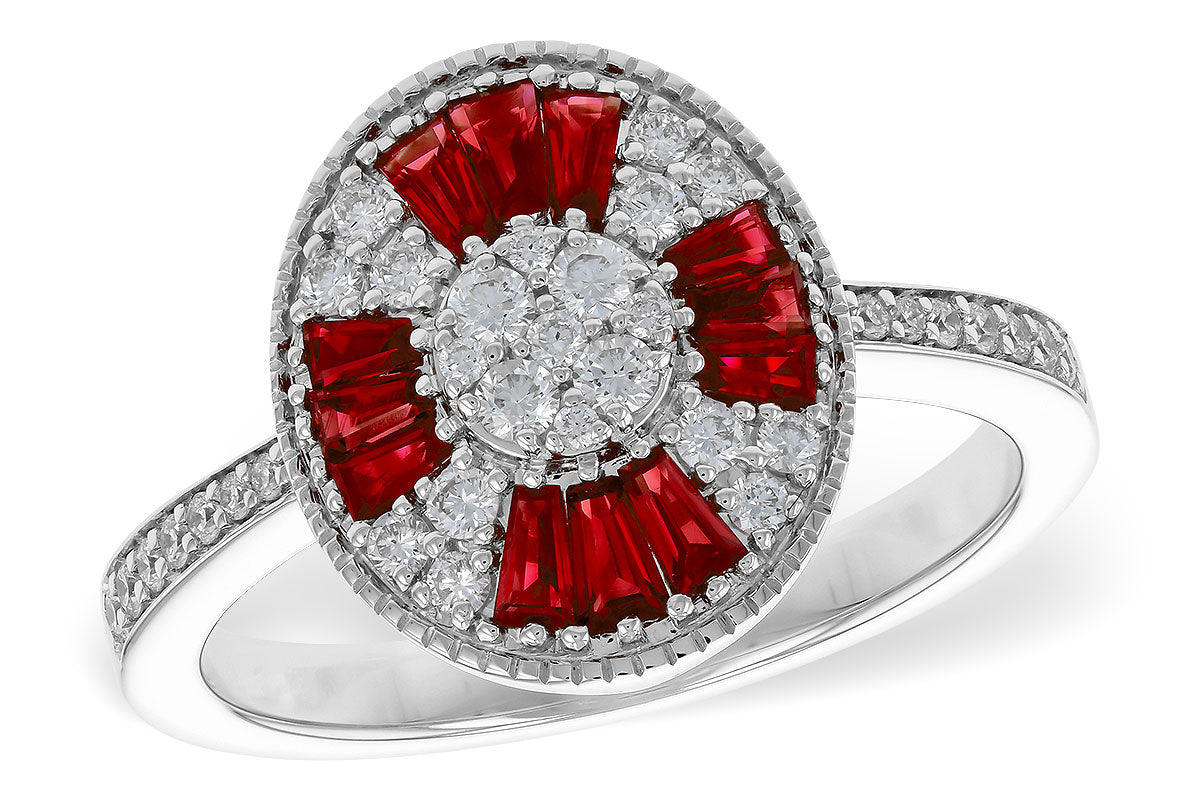 Allison Kaufman Ruby & Diamond Ring in 14K White Gold, 0.84 ctw