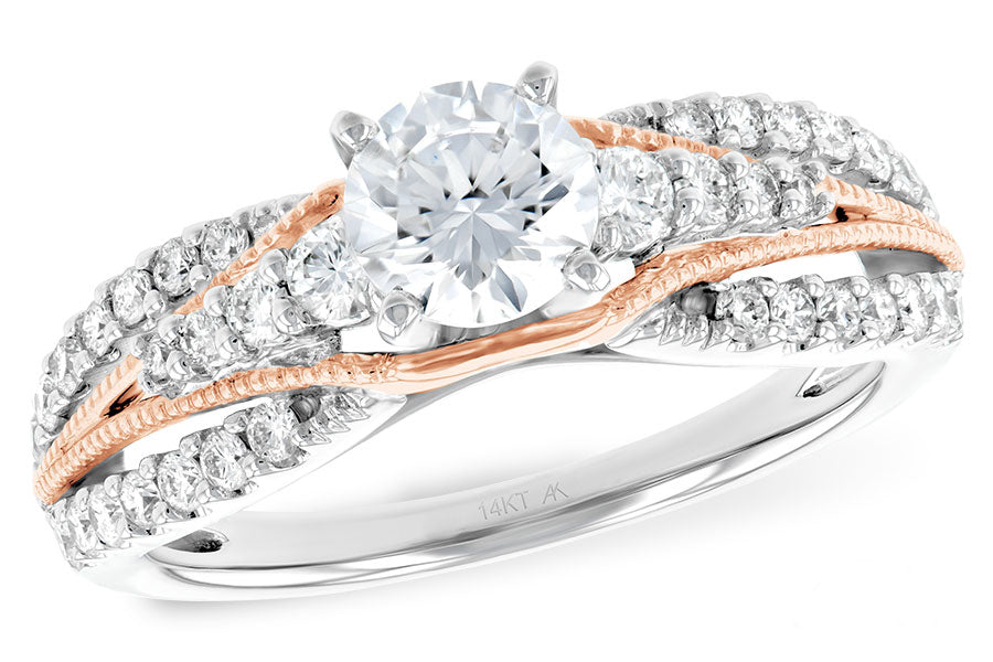 Allison Kaufman Diamond Engagement Ring Semi-Mount in 14K Two-Tone Gold, 0.47 ctw