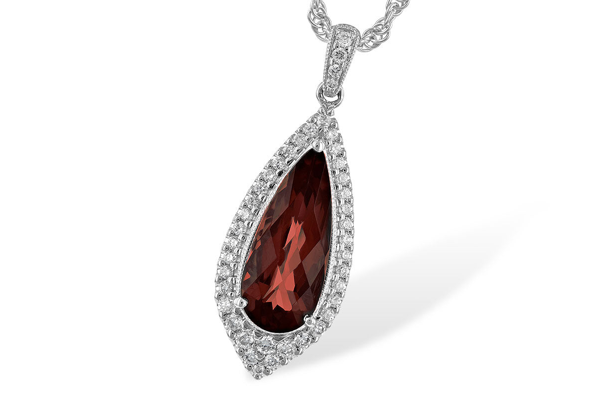 Allison Kaufman Garnet & Diamond Necklace in 14K White Gold, 2.52 ctw