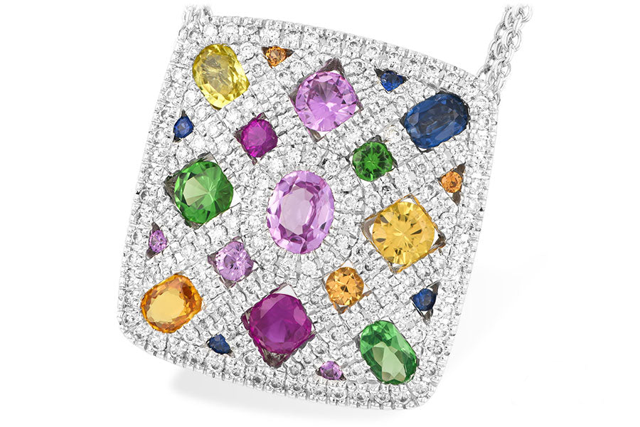 Allison Kaufman Multi-Gemstone & Diamond Necklace in 14K White Gold, 3.22 ctw