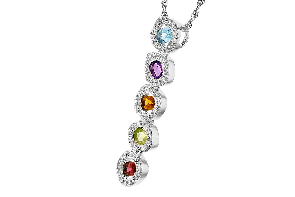 Allison Kaufman Gemstone & Diamond Necklace in 14K White Gold, 0.94 ctw, alternate view