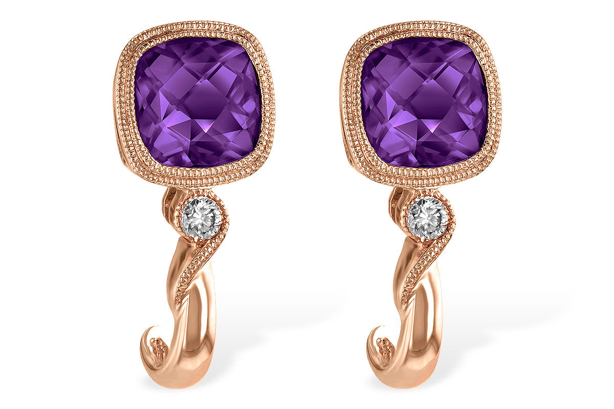 Allison Kaufman Amethyst & Diamond Earrings in 14K Rose Gold, 1.75 ctw