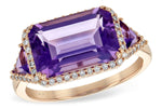 Allison Kaufman Amethyst & Diamond Ring in 14K Rose Gold, 3.70 ctw