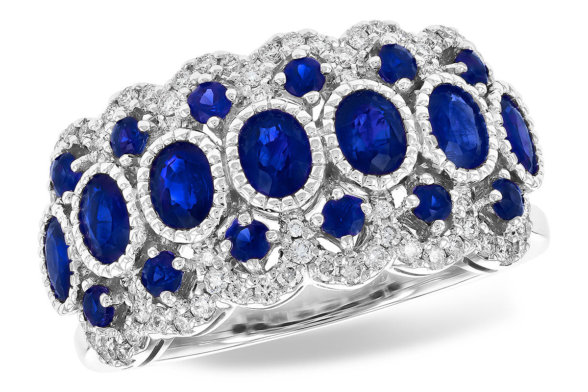 Allison Kaufman Sapphire & Diamond Wedding Band in 14K White Gold, 2.15 ctw