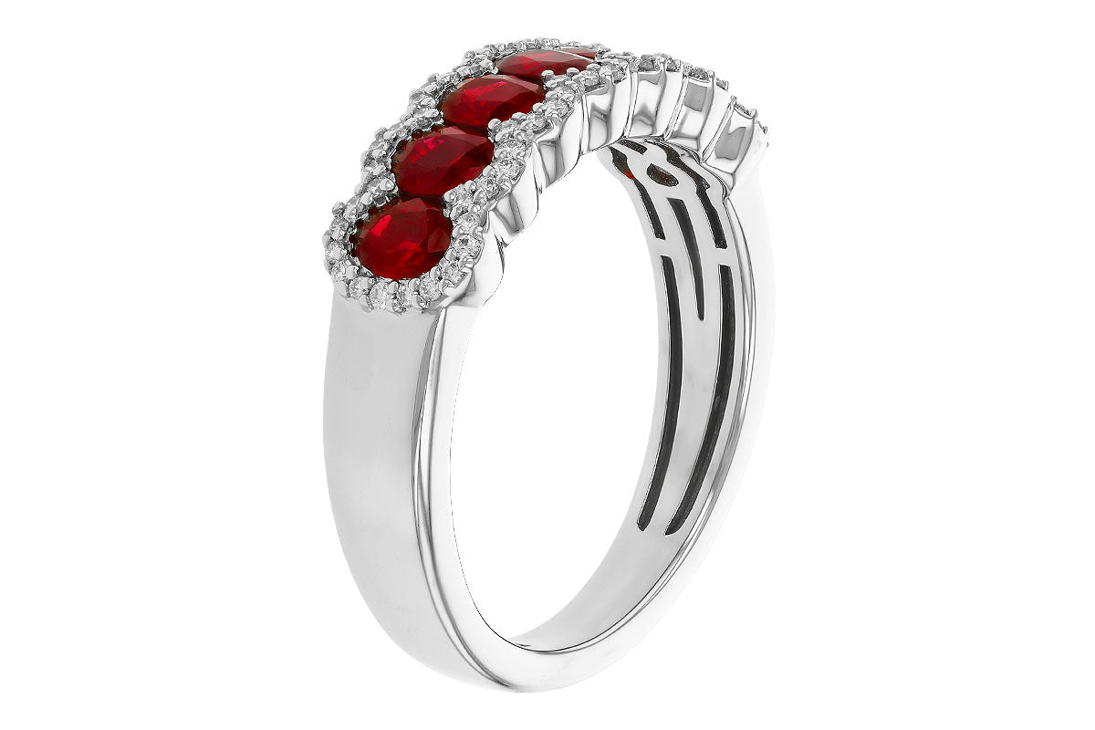 Allison Kaufman Ruby & Diamond Wedding Band in 14K White Gold, 1.57 ctw, alternate view