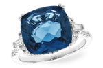 Allison Kaufman London Blue Topaz & Diamond Ring in 14K White Gold, 9.25 ctw