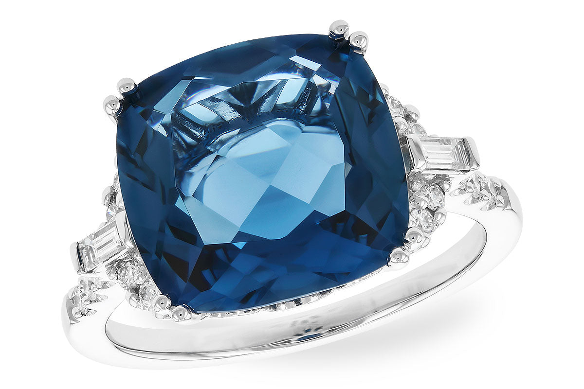 Allison Kaufman London Blue Topaz & Diamond Ring in 14K White Gold, 9.25 ctw
