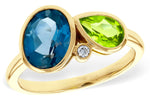 Allison Kaufman London Blue Topaz, Peridot & Diamond Ring in 14K Yellow Gold, 2.45 ctw