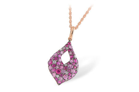 Allison Kaufman Pink Sapphire & Diamond Necklace in 14K Rose Gold, 1.79 ctw