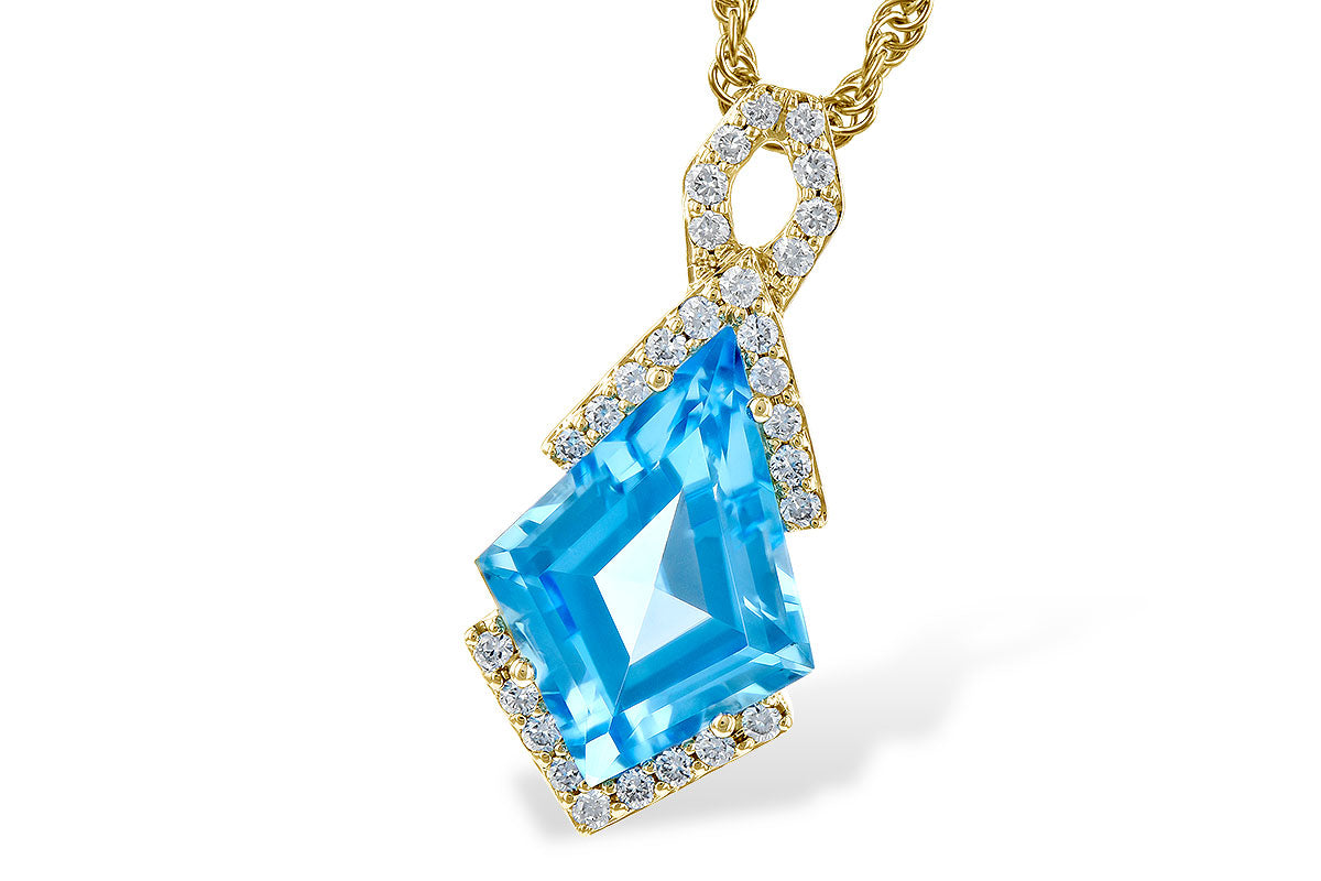 Allison Kaufman Blue Topaz & Diamond Necklace in 14K Yellow Gold, 2.53 ctw