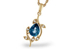 Allison Kaufman London Blue Topaz & Diamond Necklace in 14K Yellow Gold, 1.25 ctw