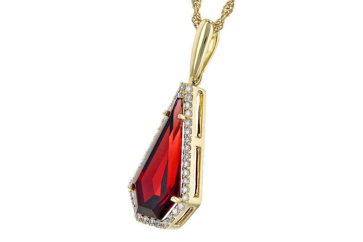 Allison Kaufman Garnet & Diamond Necklace in 14K Yellow Gold, 4.17 ctw, alternate view