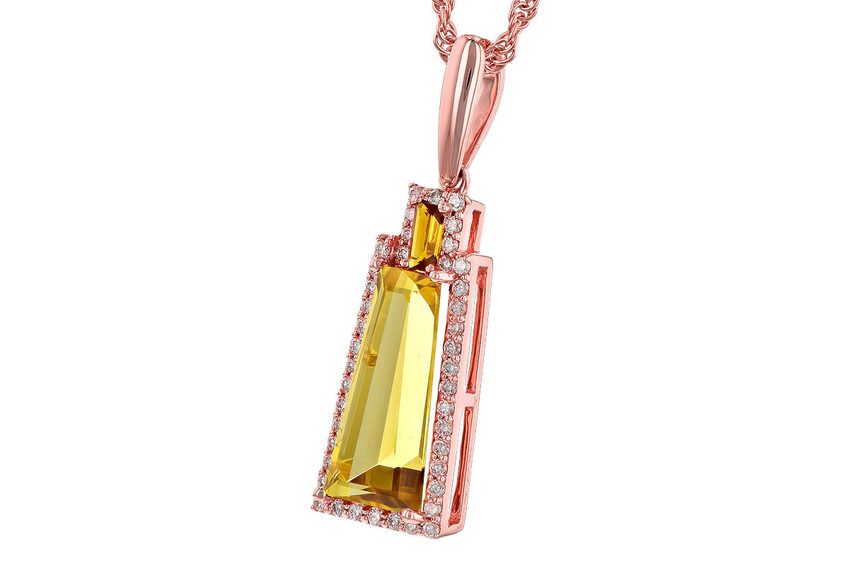 Allison Kaufman Citrine & Diamond Necklace in 14K Rose Gold, 2.58 ctw, alternate view