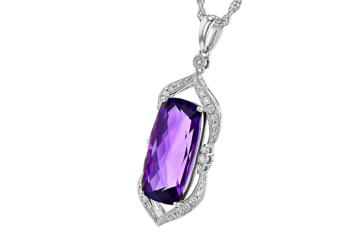 Allison Kaufman Amethyst & Diamond Necklace in 14K White Gold, 5.30 ctw, alternate view