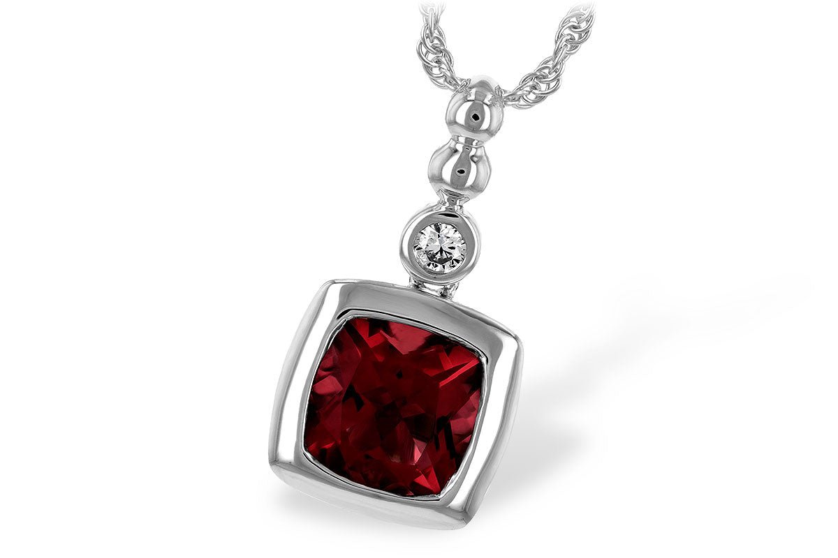 Allison Kaufman Garnet & Diamond Necklace in 14K White Gold, 1.44 ctw