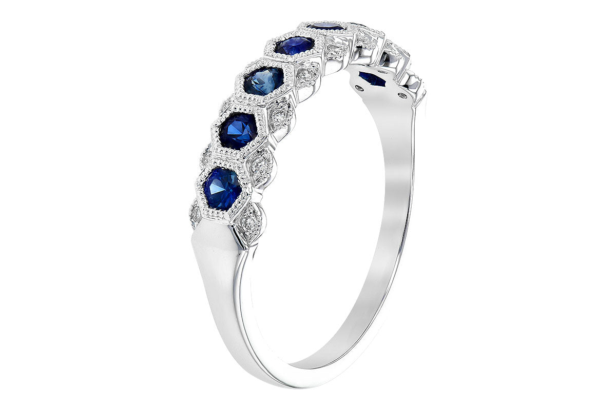 Allison Kaufman Sapphire & Diamond Wedding Band in 14K White Gold, 0.54 ctw, alternate view