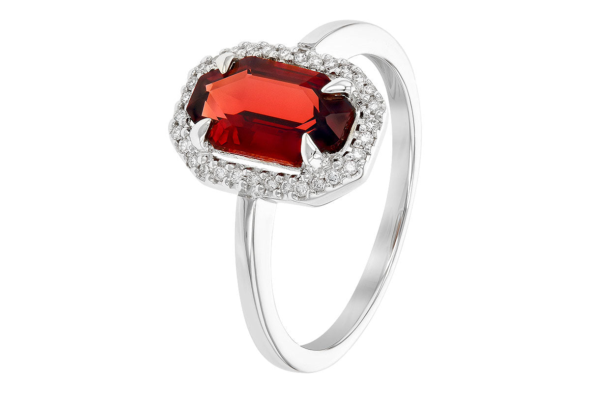Allison Kaufman Garnet & Diamond Ring in 14K White Gold, 1.75 ctw (D5775), alternate view