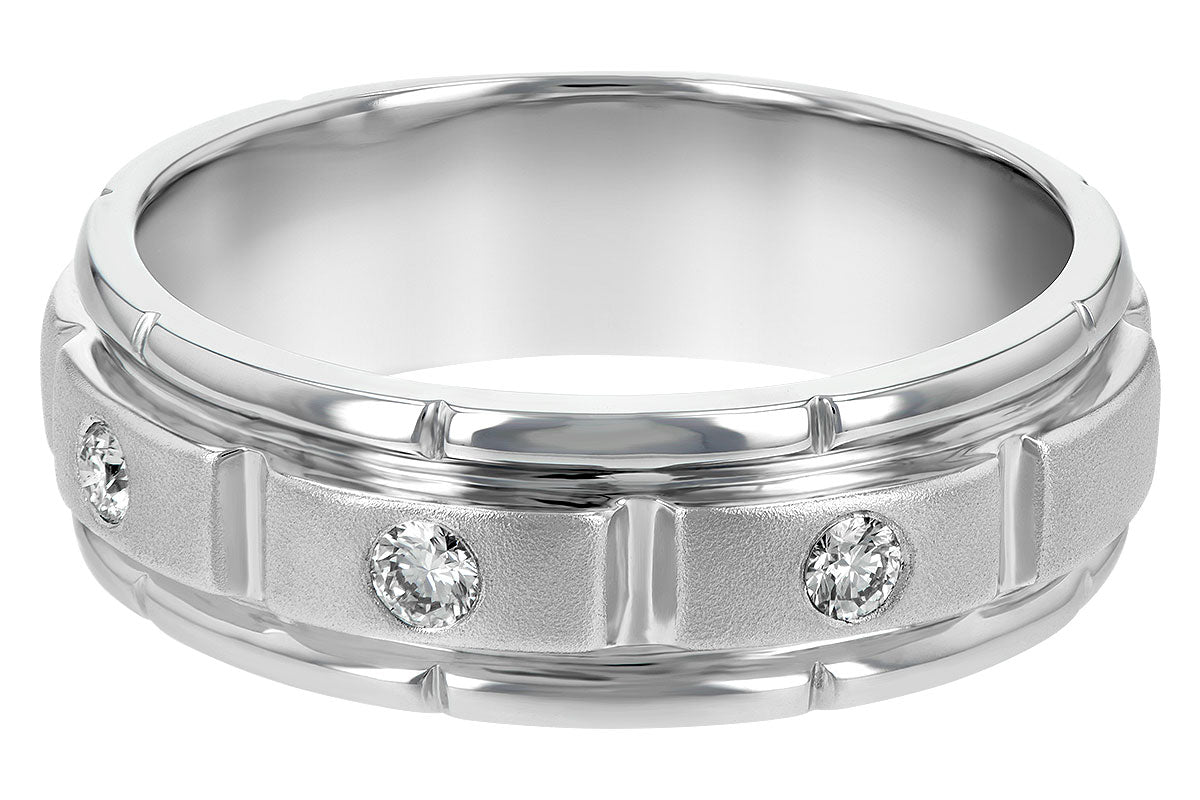 Allison Kaufman Diamond Men's Wedding Band in 14K White Gold, 0.16 ctw, alternate view