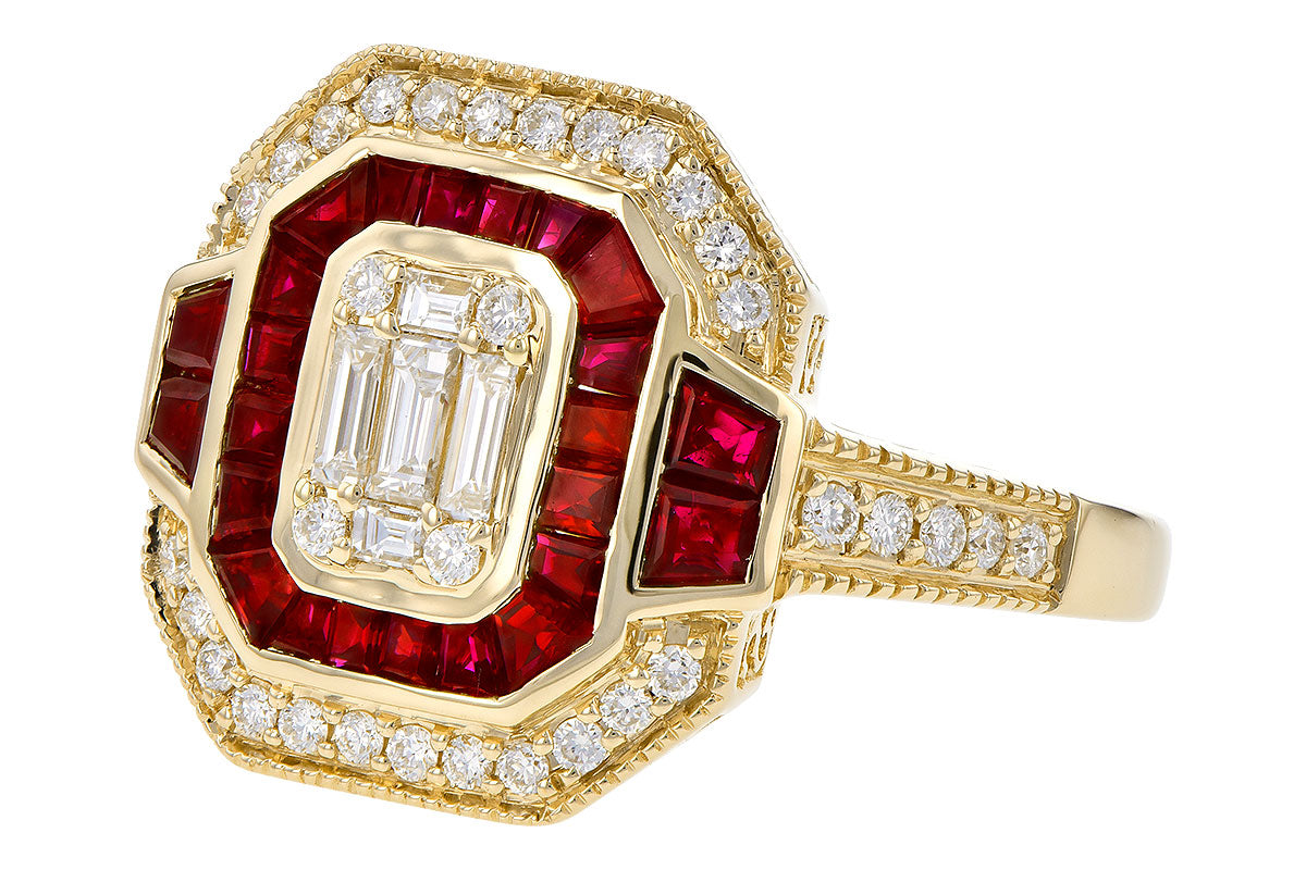 Allison Kaufman Ruby & Diamond Ring in 14K Yellow Gold, 1.42 ctw, alternate view