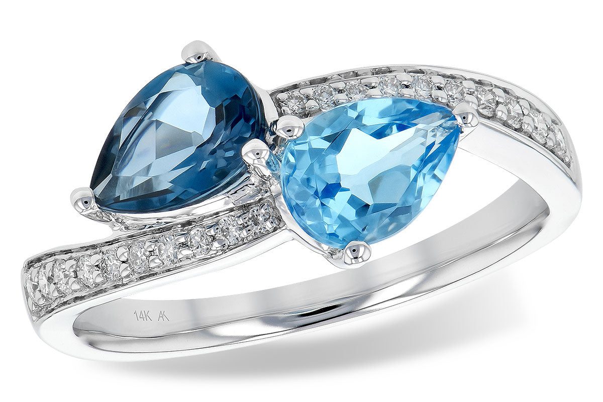 Allison Kaufman Blue Topaz & Diamond Ring in 14K White Gold, 1.66 ctw