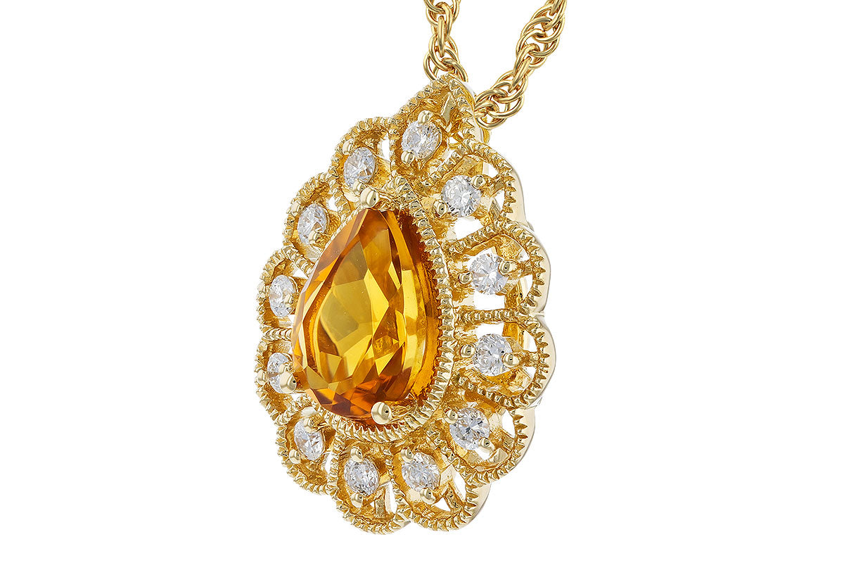 Allison Kaufman Citrine & Diamond Necklace in 14K Yellow Gold, 0.75 ctw, alternate view