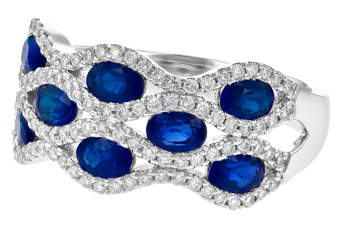 Allison Kaufman Sapphire & Diamond Wedding Band in 14K White Gold, 2.18 ctw, alternate view