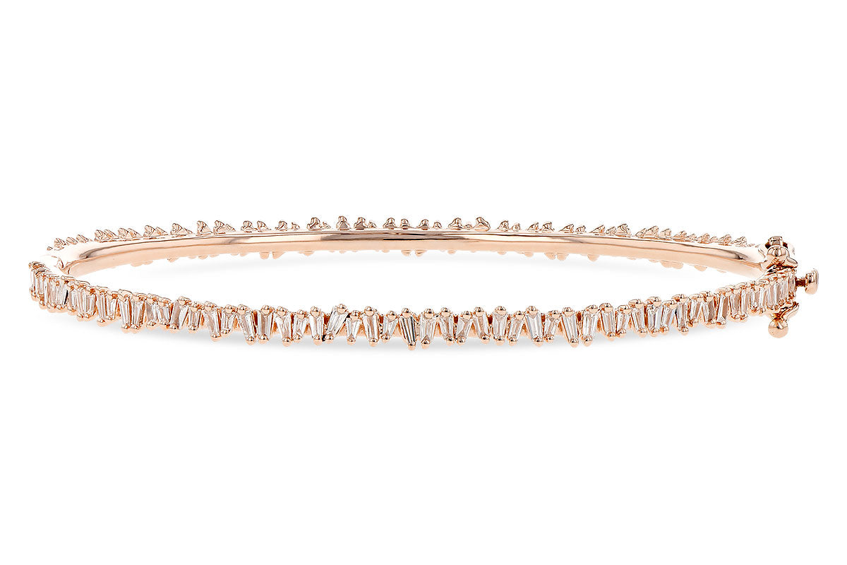 Allison Kaufman Baguette Diamond Bangle Bracelet in 14K Rose Gold, 0.75 ctw