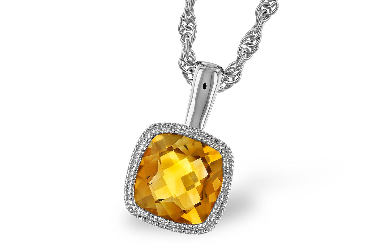 Allison Kaufman Citrine Necklace in 14K White Gold, 0.75 ctw