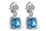 Allison Kaufman Blue Topaz & Diamond Earrings in 14K White Gold, 1.80 ctw