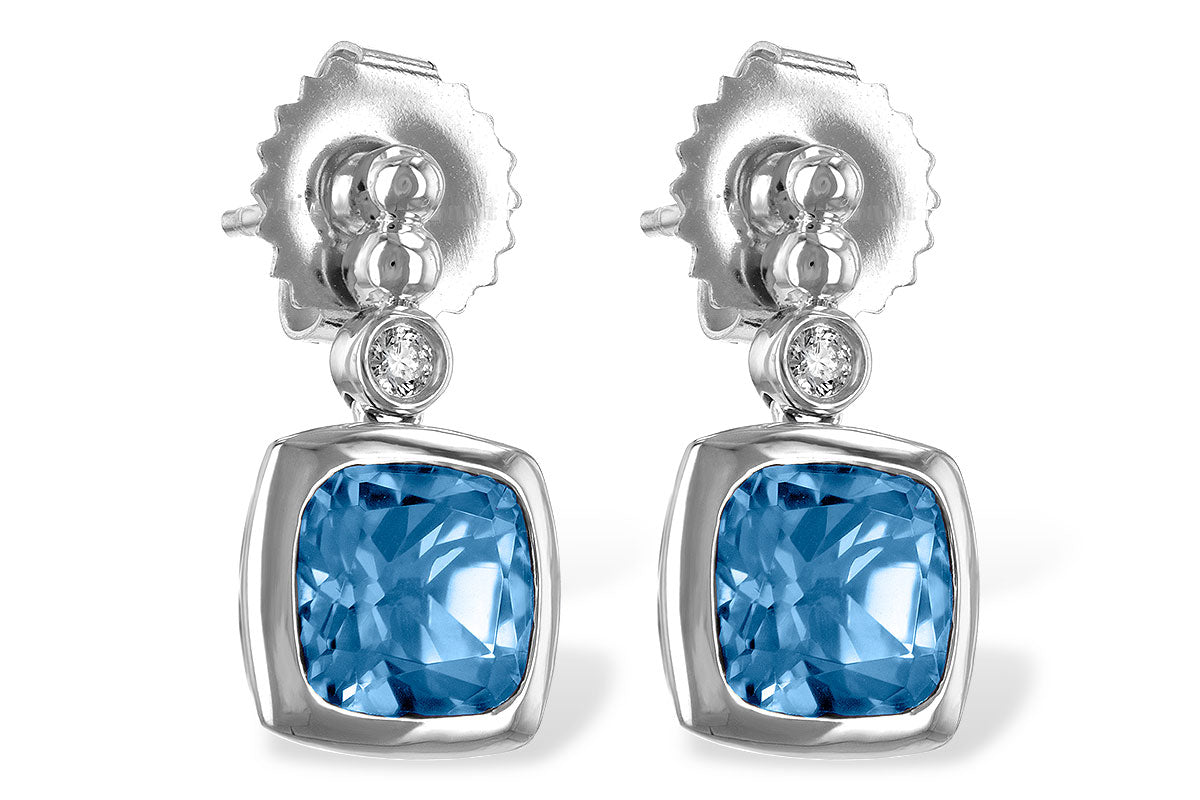 Allison Kaufman Blue Topaz & Diamond Earrings in 14K White Gold, 1.80 ctw