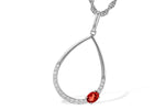 Allison Kaufman Garnet & Diamond Necklace in 14K White Gold, 0.28 ctw