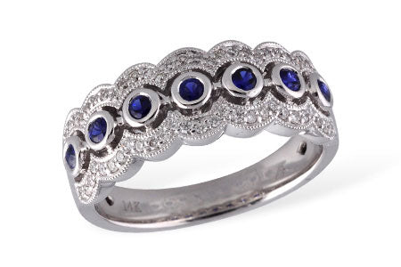 Allison Kaufman Sapphire & Diamond Wedding Band in 14K White Gold, 0.47 ctw
