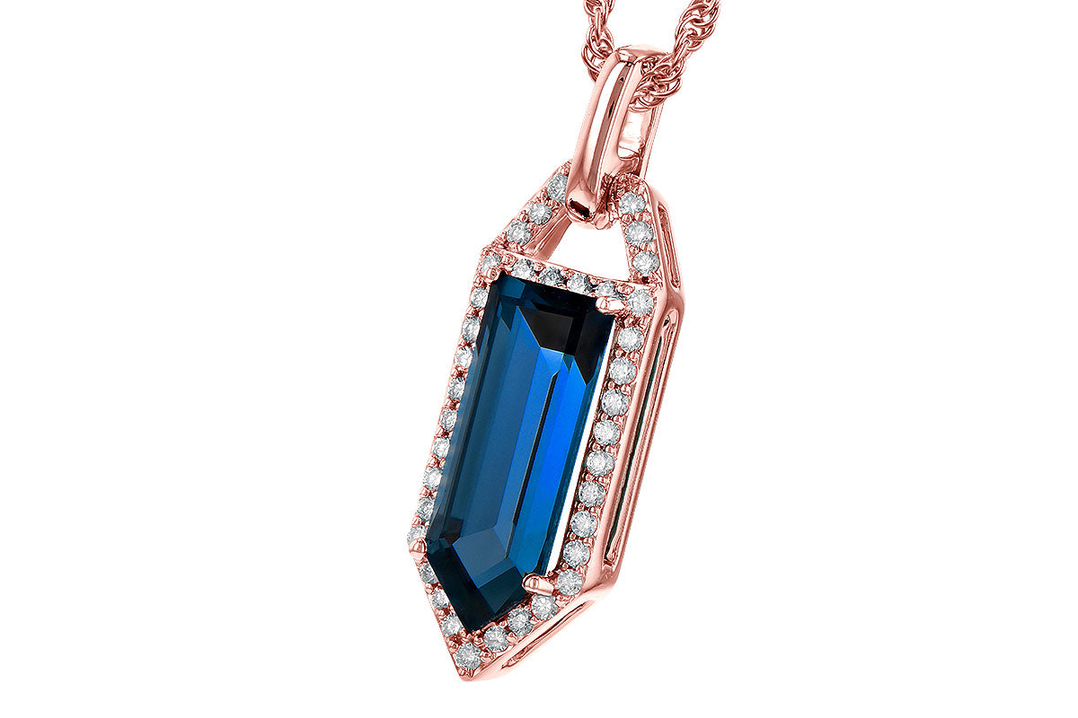 Allison Kaufman London Blue Topaz & Diamond Necklace in 14K Rose Gold, 3.12 ctw, alternate view