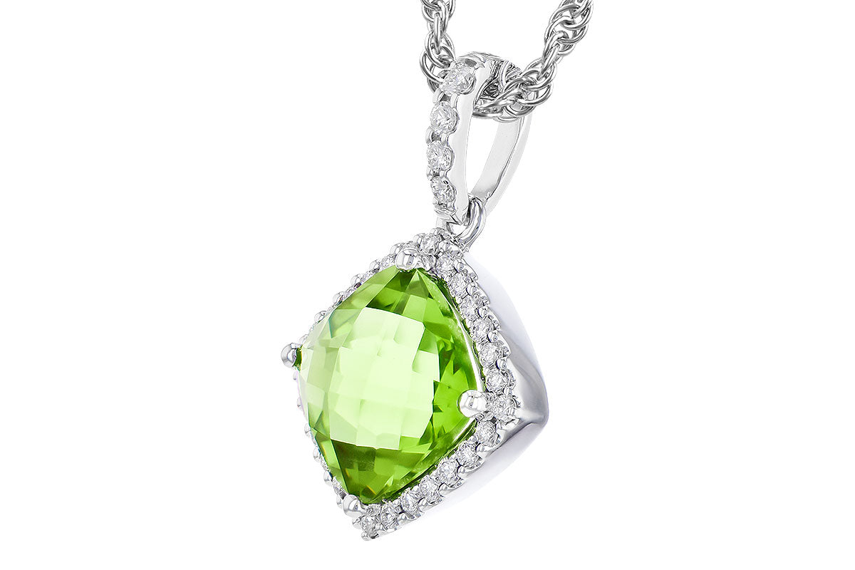Allison Kaufman Peridot & Diamond Necklace in 14K White Gold, 1.54 ctw, alternate view