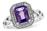 Allison Kaufman Amethyst & Diamond Ring in 14K White Gold, 1.53 ctw