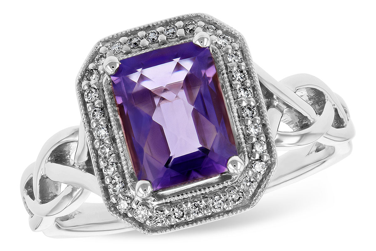 Allison Kaufman Amethyst & Diamond Ring in 14K White Gold, 1.53 ctw
