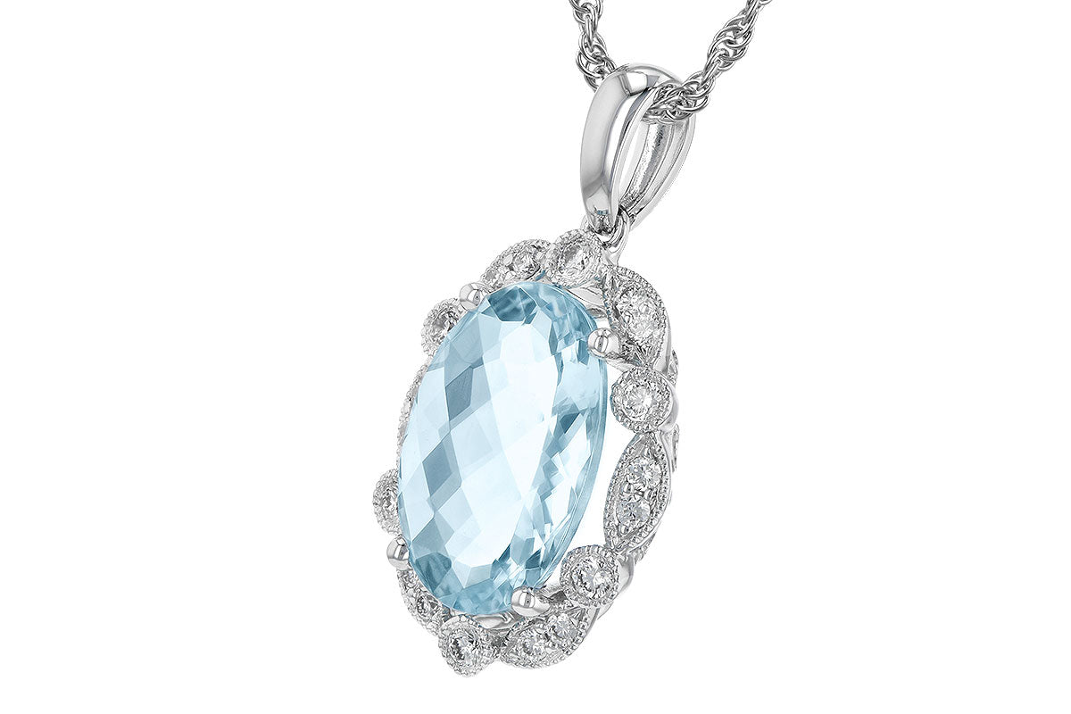 Allison Kaufman Aquamarine & Diamond Necklace in 14K White Gold, 2.57 ctw, alternate view
