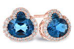 Allison Kaufman London Blue Topaz & Diamond Earrings in 14K Rose Gold, 2.81 ctw