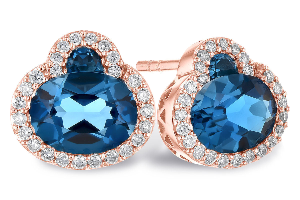 Allison Kaufman London Blue Topaz & Diamond Earrings in 14K Rose Gold, 2.81 ctw
