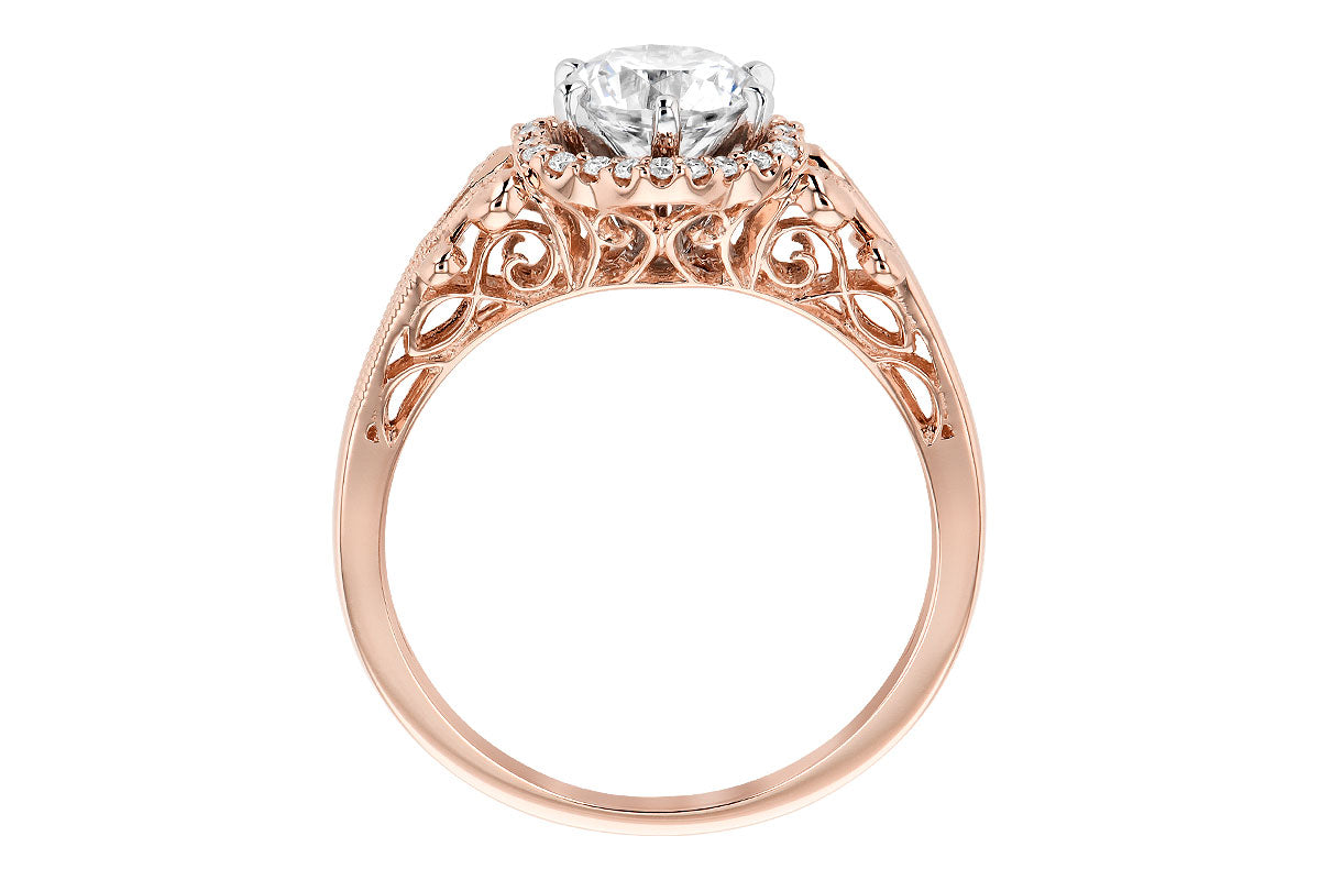 Allison Kaufman Diamond Engagement Ring Semi-Mount in 14K Rose Gold, 0.09 ctw, alternate view